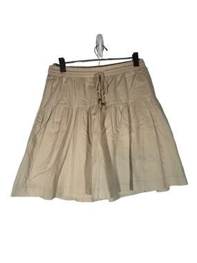 Gap Beige Drawstring Waist Boho Flare Knee Length Skirt Women Sz S
